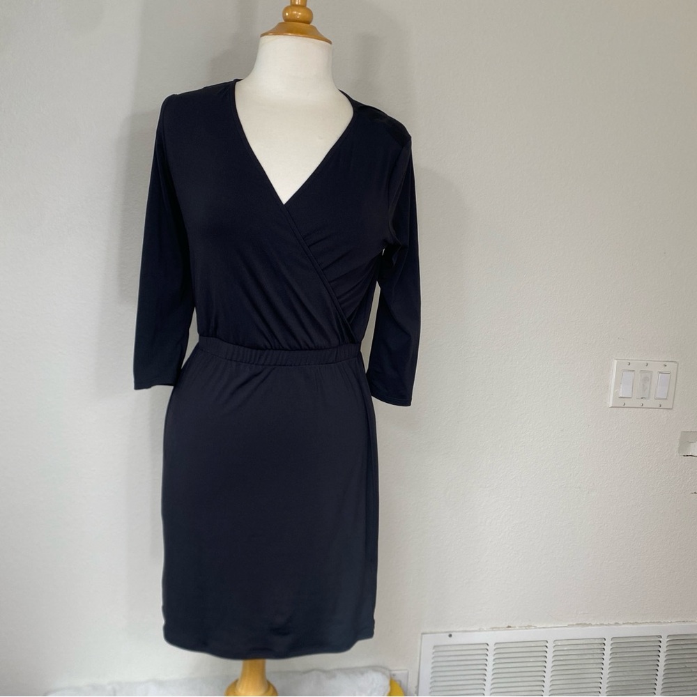 JustFab Women's Black Faux Wrap Fit & Flare Mini Dress Size Medium LBD Classic